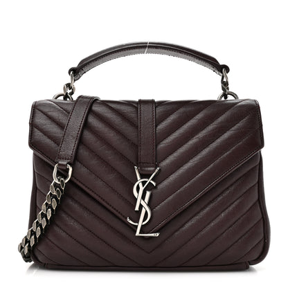 Saint Laurent Sheepskin Matelasse Chevron Monogram Medium College Bag Amaranto 1 of 14