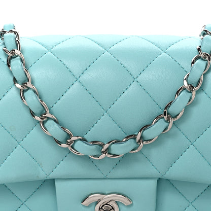 Chanel Lambskin Quilted Mini Rectangular Flap Light Blue 7 of 9