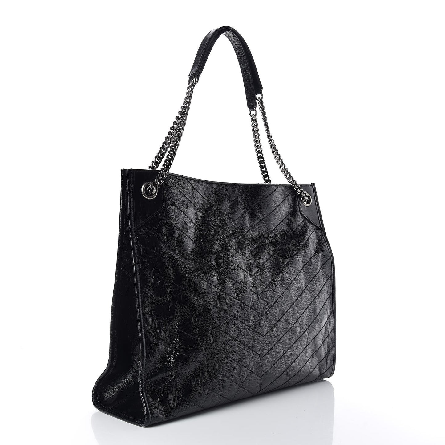 Crinkled Calfskin Matelasse Monogram Niki Shoulder Bag Black
