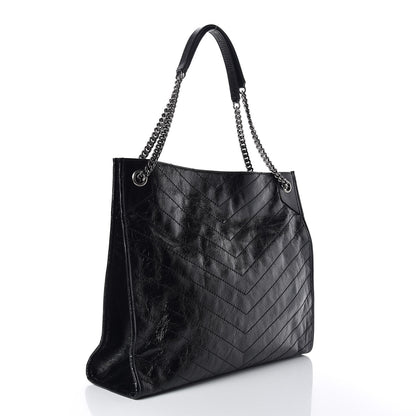 Saint Laurent Crinkled Calfskin Matelasse Monogram Niki Shoulder Bag Black 3 of 10