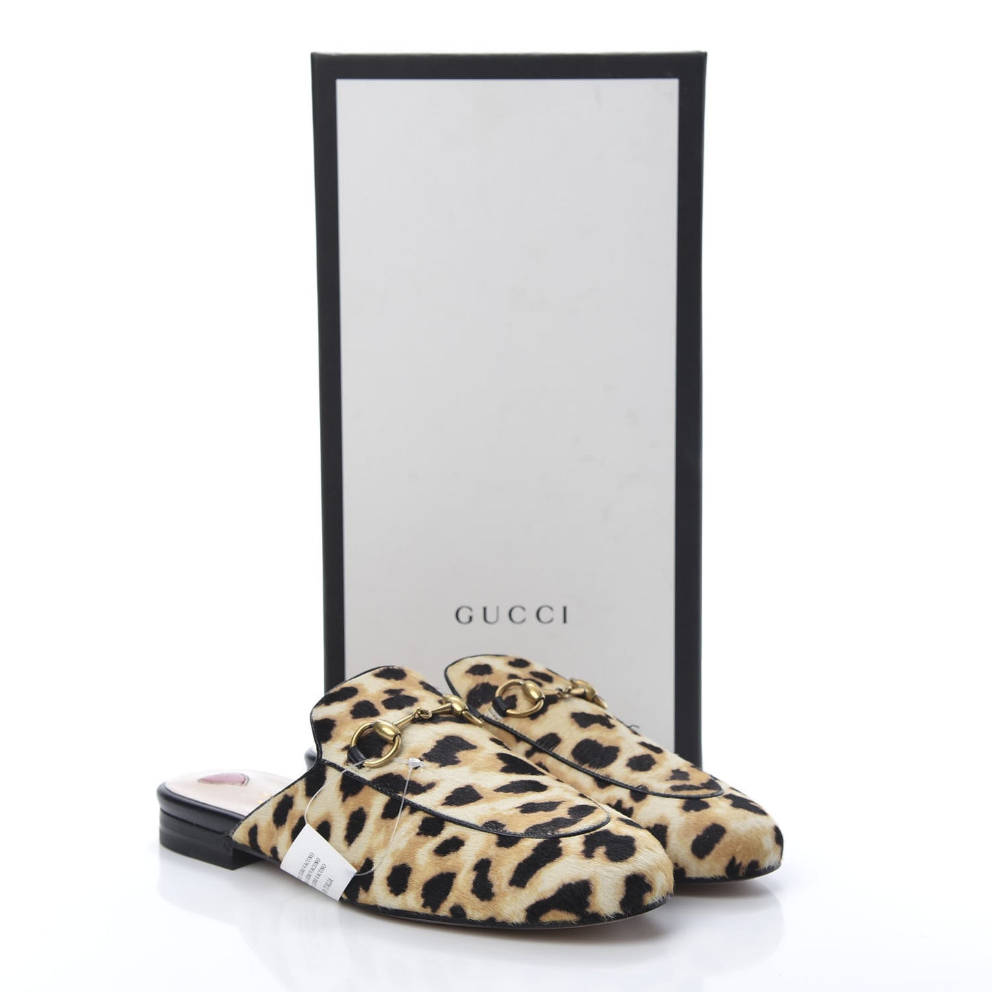 Calf Hair Leopard Print Womens Princetown Slippers 35.5 Naturale Black