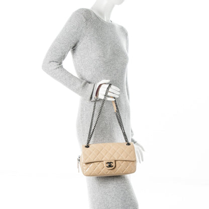 Chanel Glazed Calfskin Quilted Medium Duo Flap Beige 2 of 7