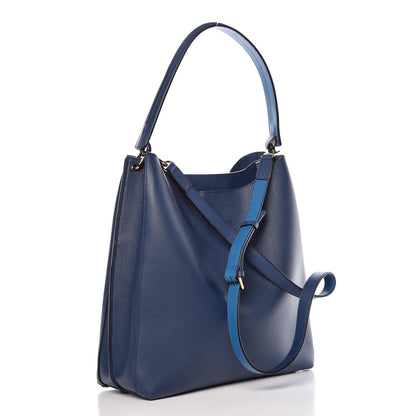 MCM Grained Calfskin Large Milla Hobo Navy Blue 4 of 13