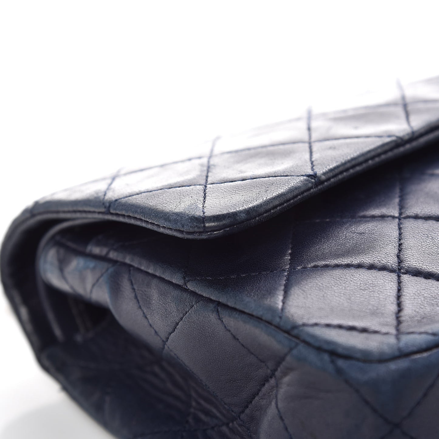 Lambskin Quilted Small Double Flap Navy