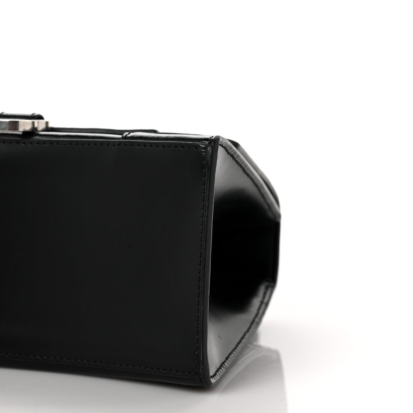 Shiny Box Calfskin Graffiti Logo Small Hourglass Top Handle Bag Black Pink