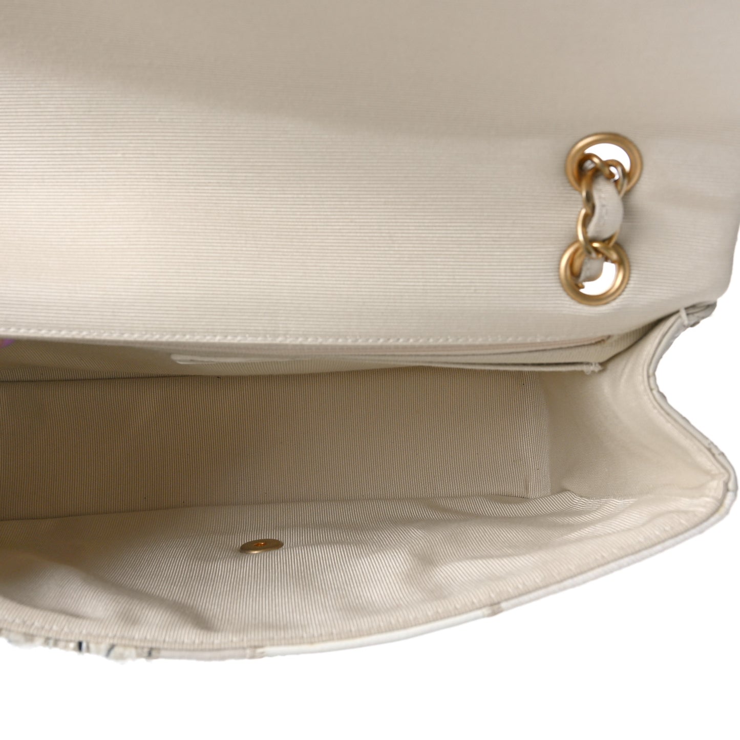 Tweed Patchwork Jumbo Single Flap White