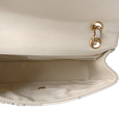 Chanel Tweed Patchwork Jumbo Single Flap White 5 of 9