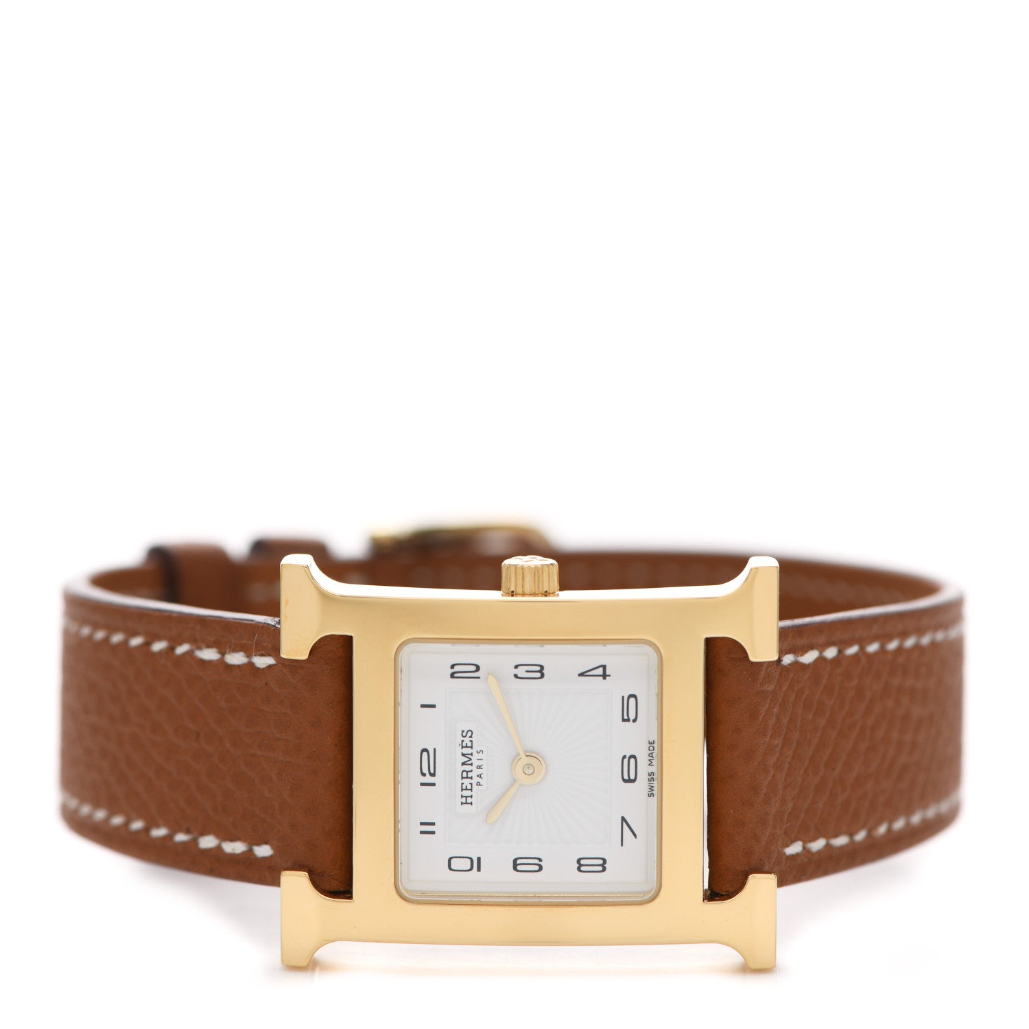 Hermes Stainless Steel Epsom 21mm Heure H Hour Quartz Watch Gold 2 of 5