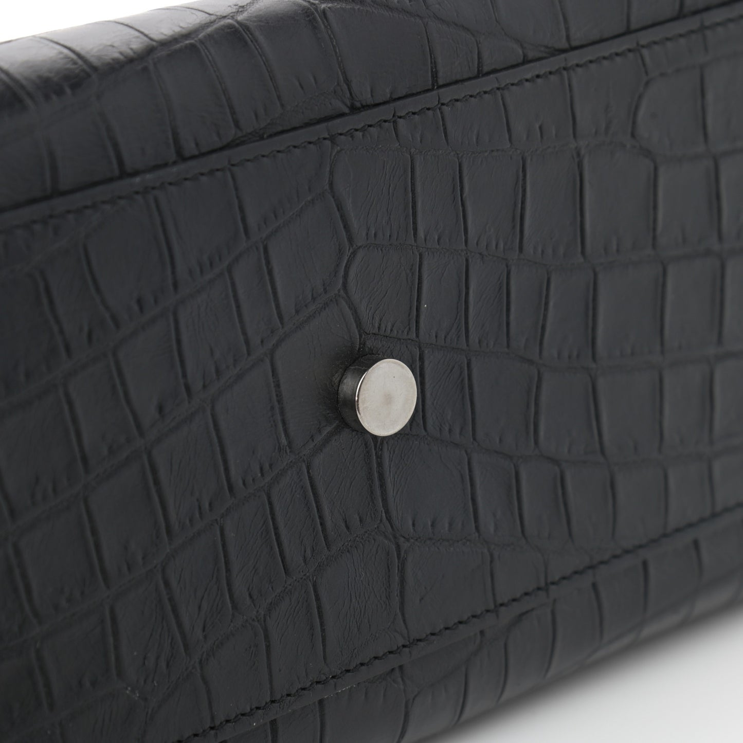 Calfskin Crocodile Embossed Baby Sac De Jour Black