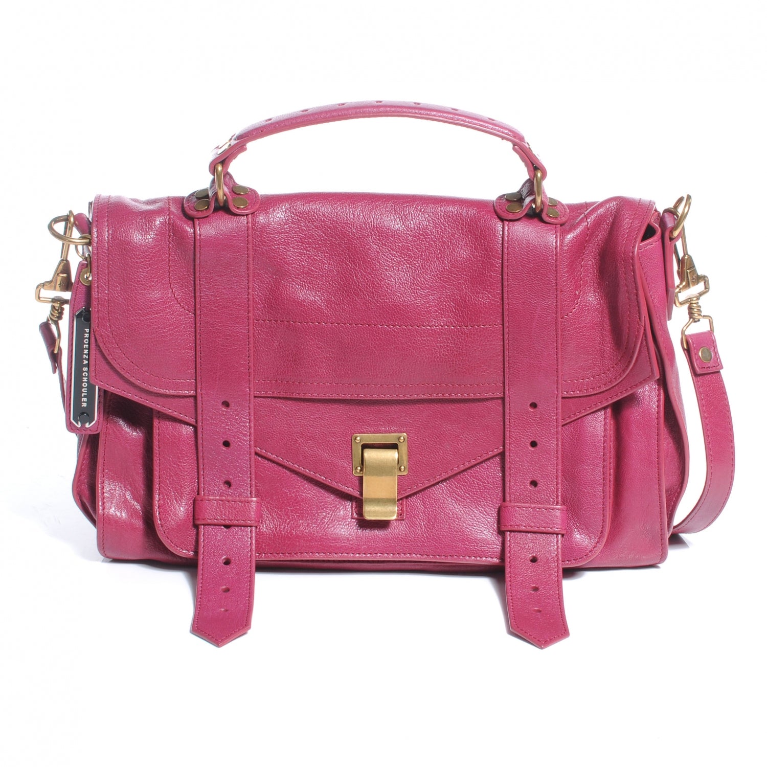 Proenza Schouler Lambskin PS1 Medium Satchel Raspberry 1 of 7
