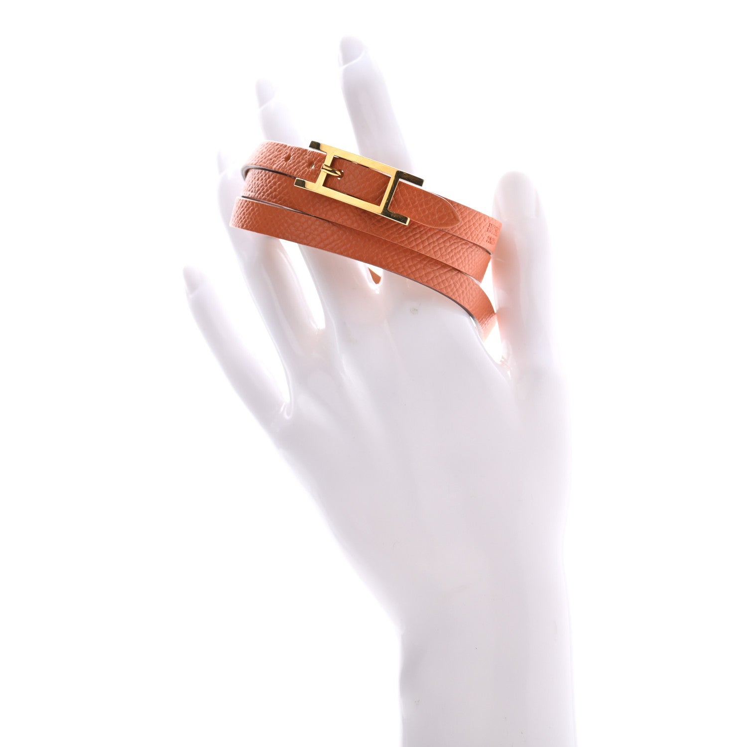 Hermes Epsom Hapi 3 MM Triple Tour Wrap Bracelet S Orange 2 of 5