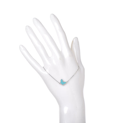 Van Cleef & Arpels 18K White Gold Turquoise Sweet Alhambra Butterfly Bracelet 2 of 7