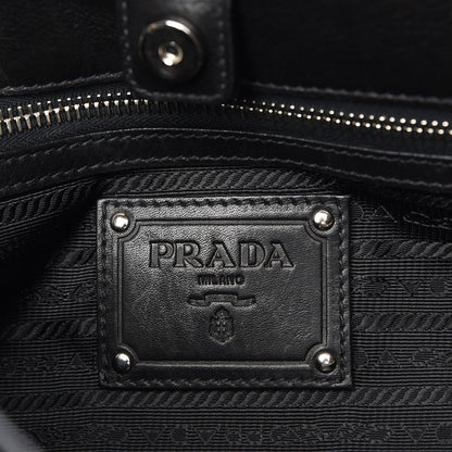 Prada Soft Calf Pleated Shoulder Bag Nero Black 7 of 9