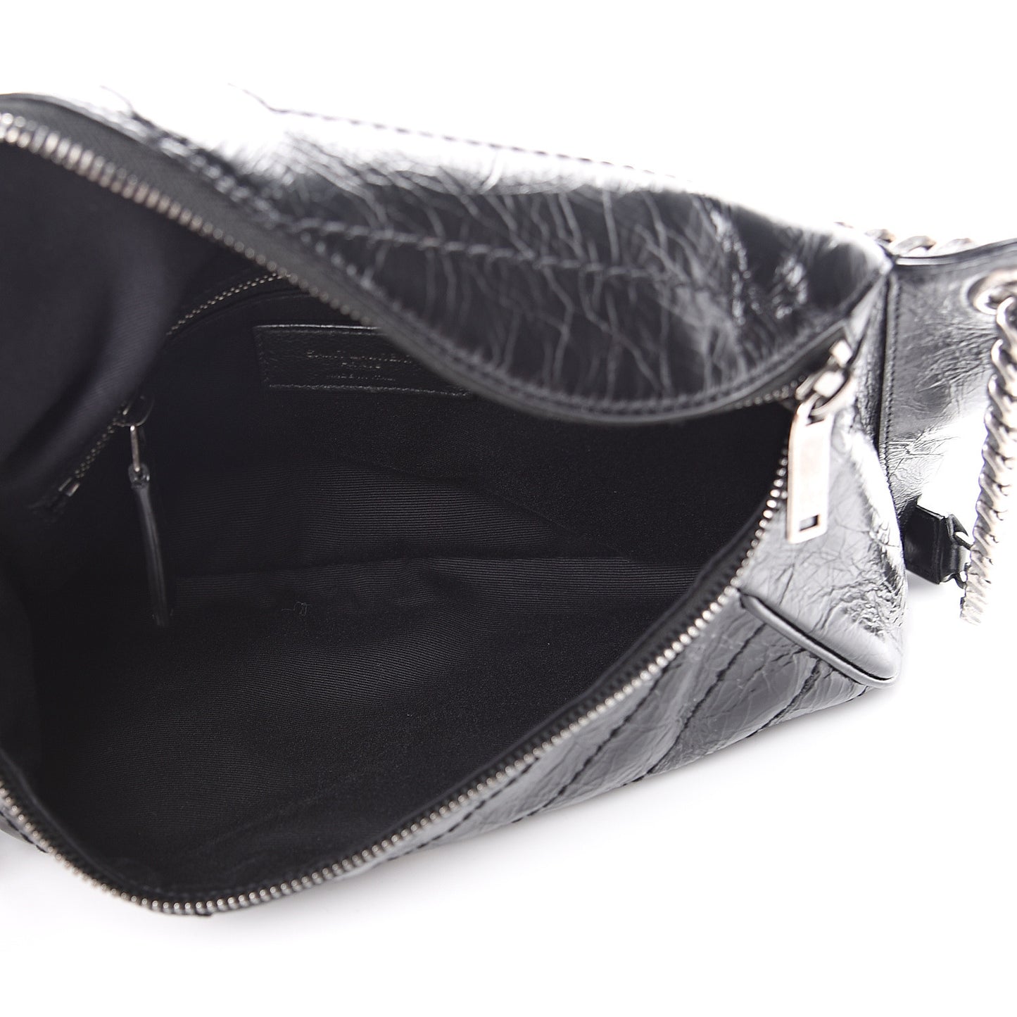 Crinkled Calfskin Matelasse Monogram Niki Body Bag Black
