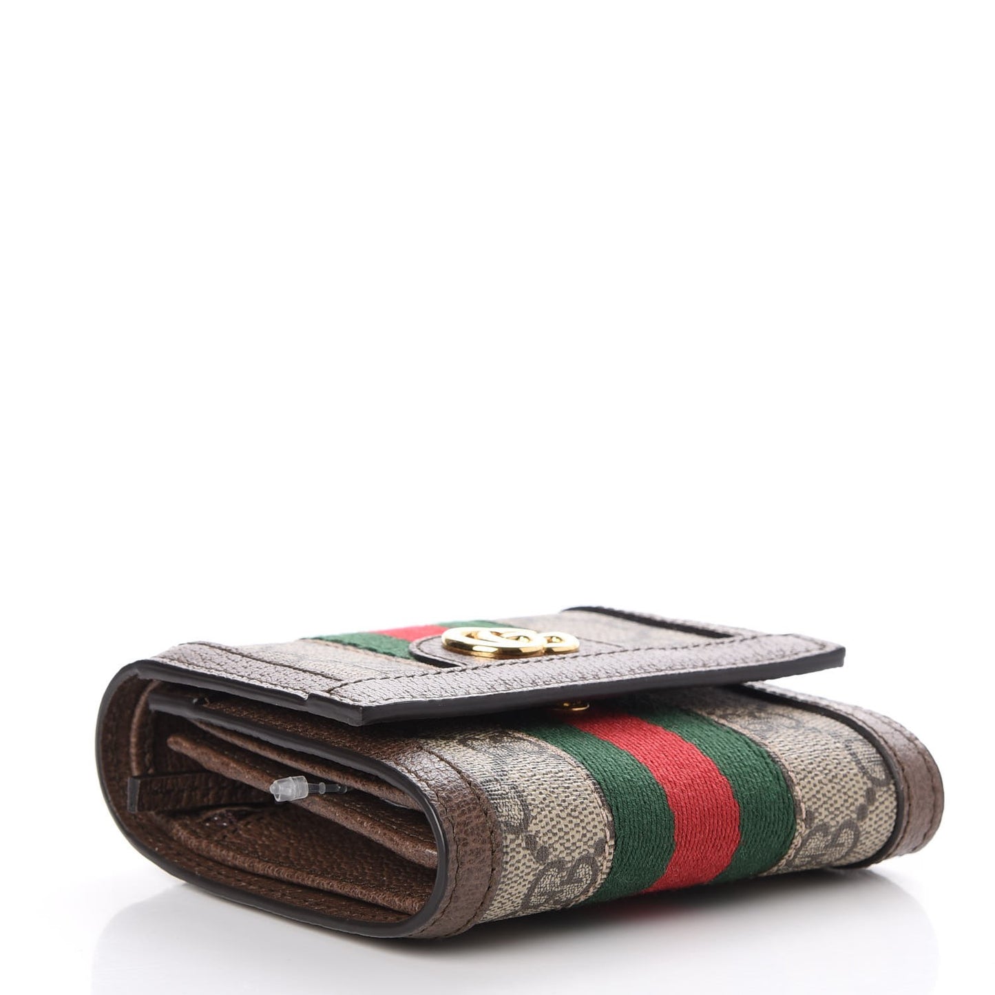 GG Supreme Monogram Web Ophidia French Flap Wallet Beige New Acero
