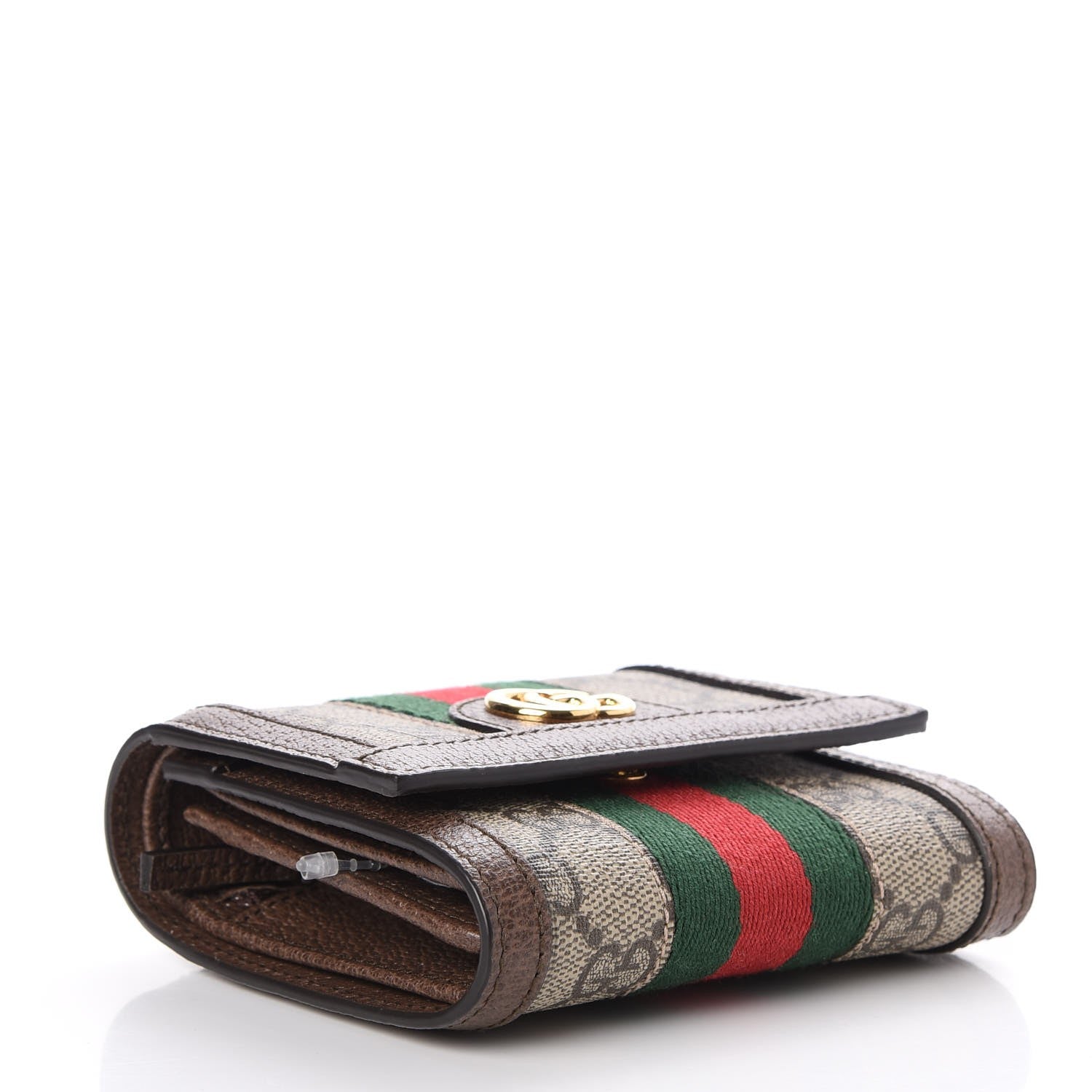 Gucci GG Supreme Monogram Web Ophidia French Flap Wallet Beige New Acero 4 of 8