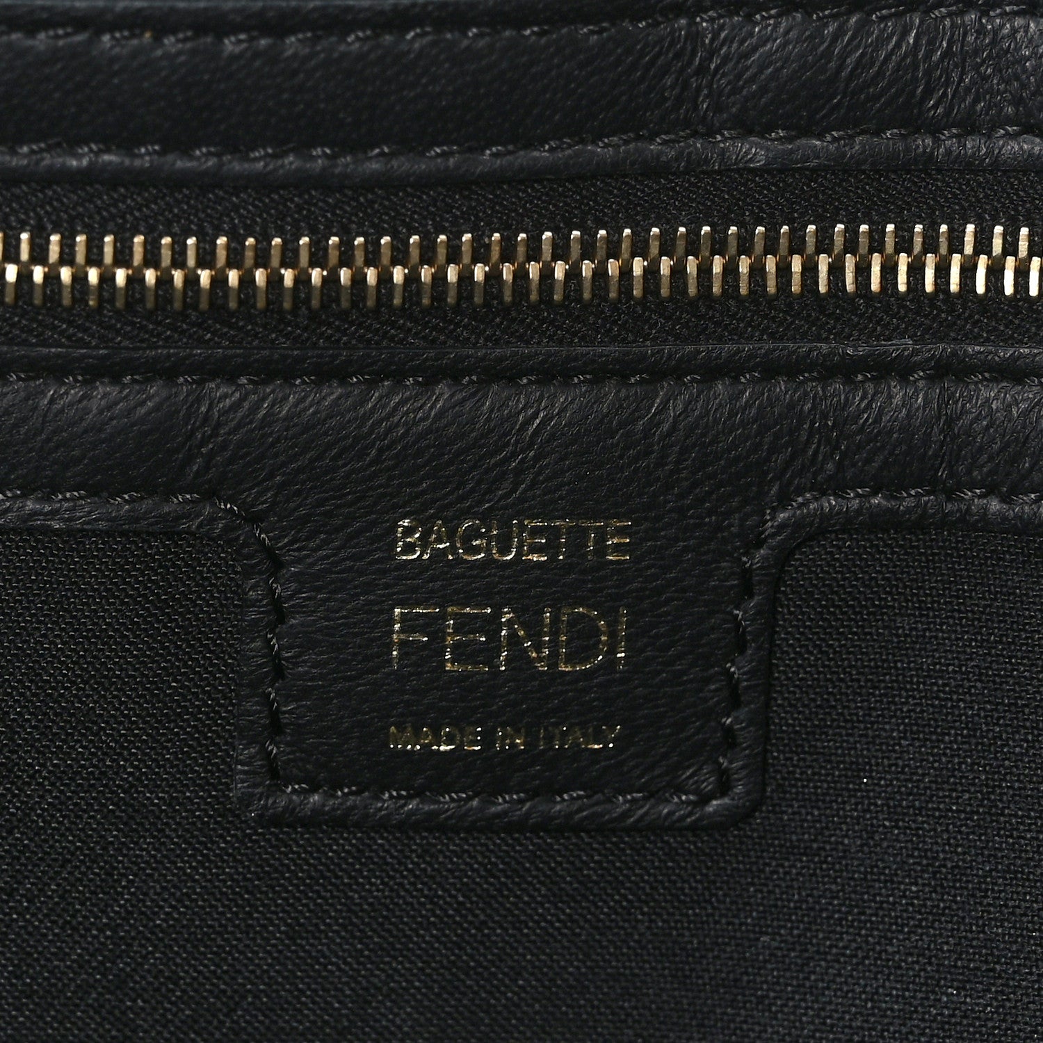Fendi Nappa FF 1974 Embossed Large Baguette Black 6 of 8