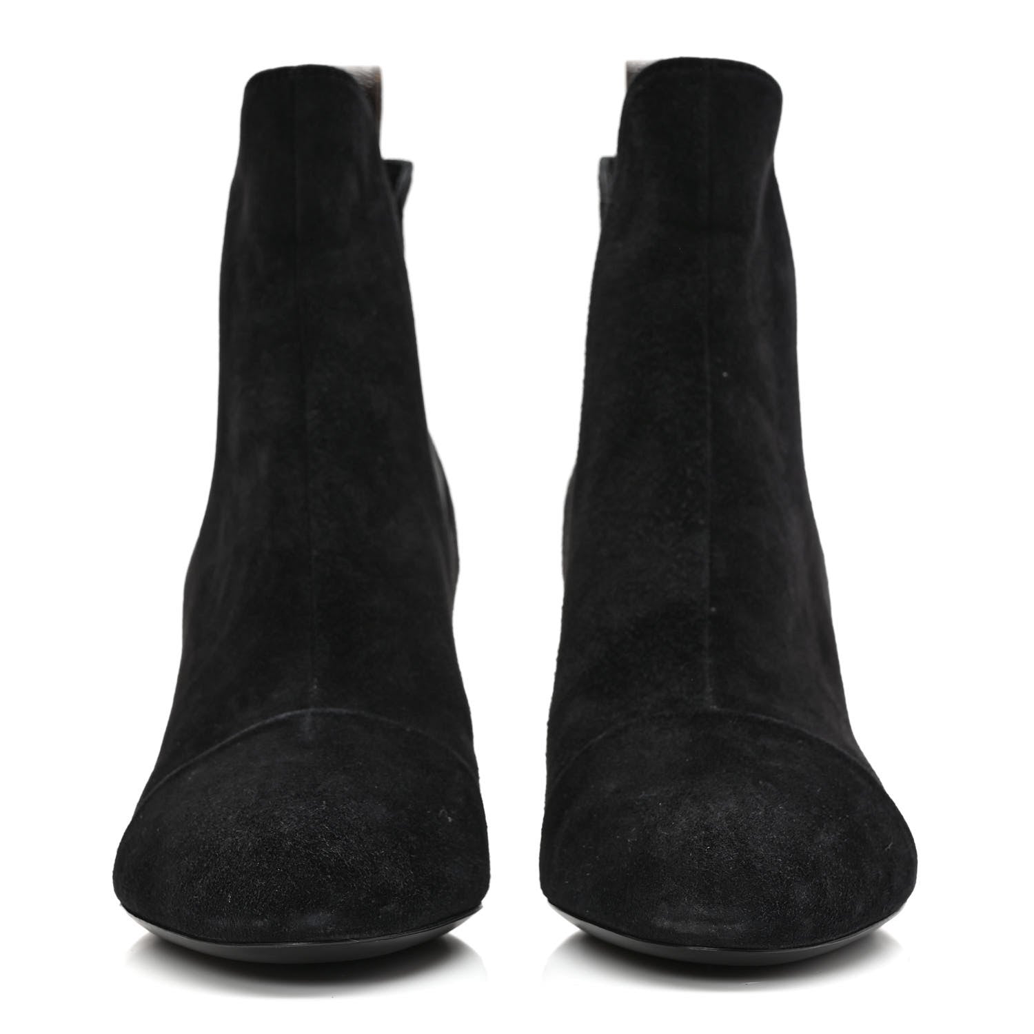 Louis Vuitton Suede Monogram Uniformes Cap Toe Chelsea 75mm Ankle Boots 36.5 Black 2 of 7