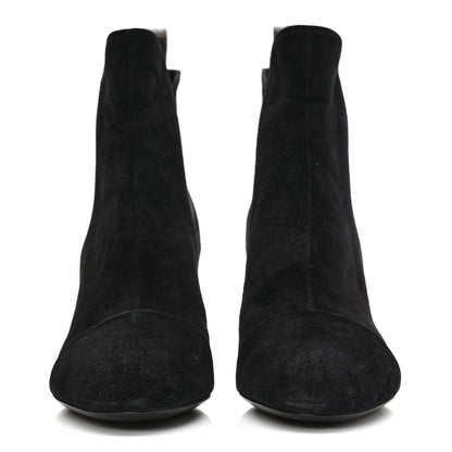 Louis Vuitton Suede Monogram Uniformes Cap Toe Chelsea 75mm Ankle Boots 36.5 Black 2 of 7