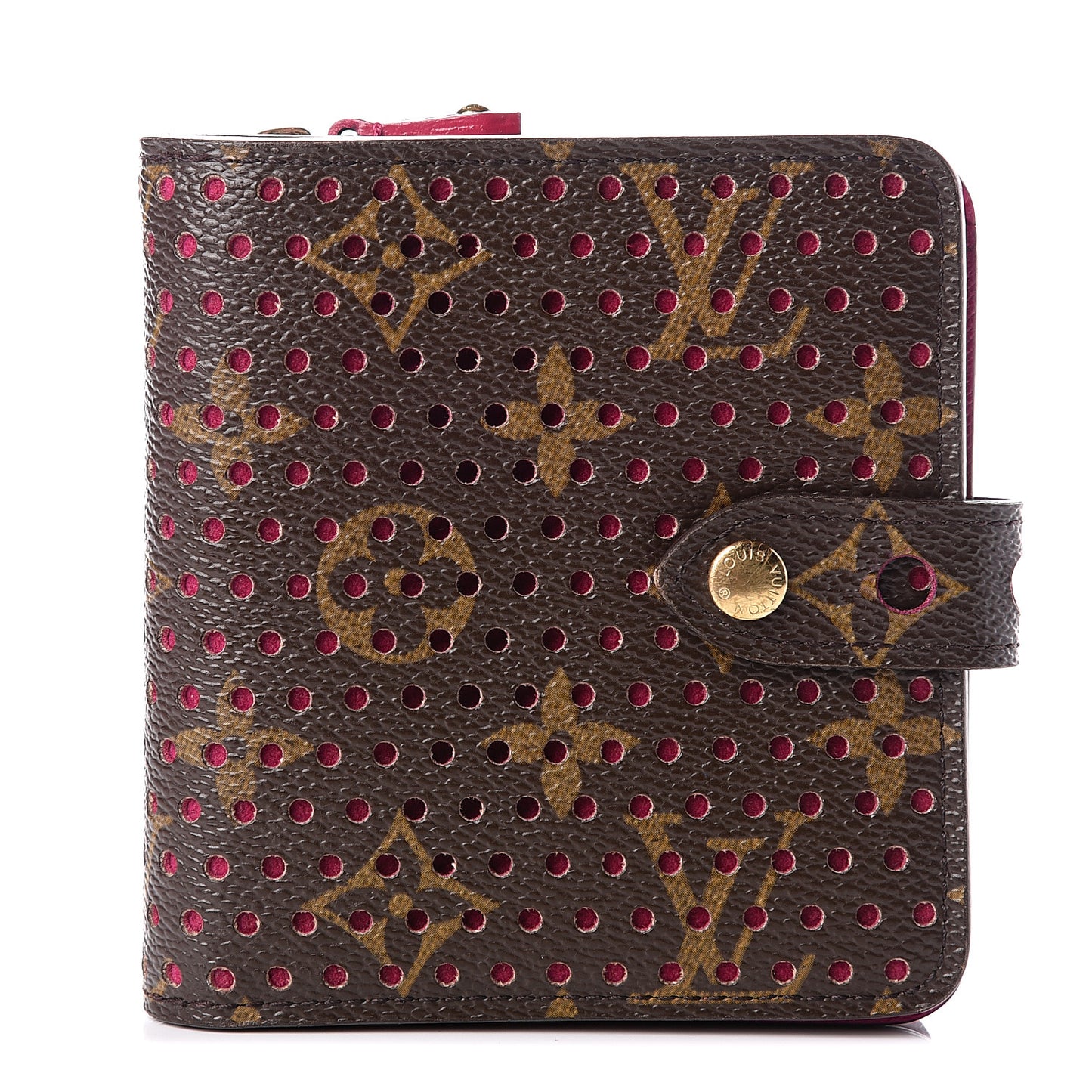 Monogram Perforated Compact Zipped Wallet Fuchsia