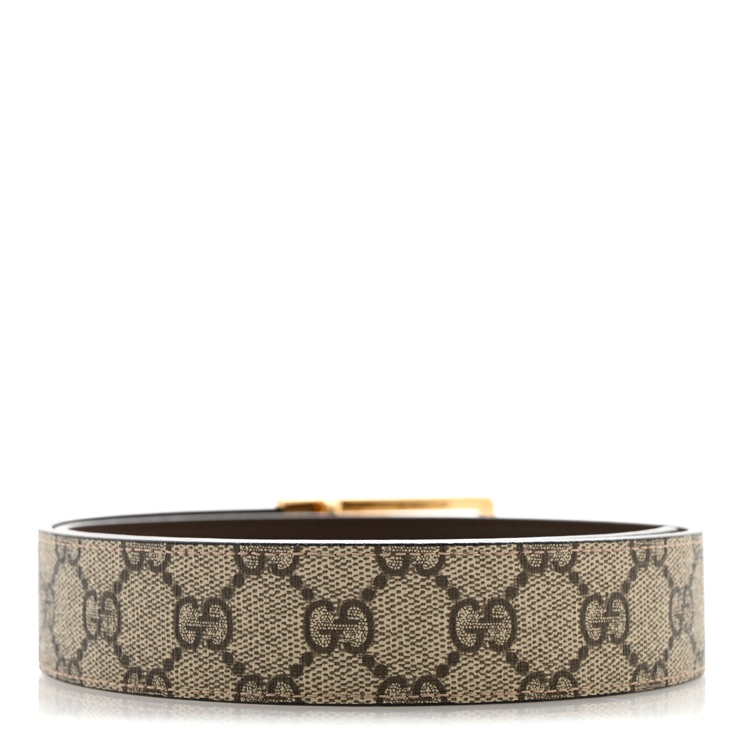 Gucci Supreme Monogram Calfskin Rectangular Belt 75 30 Brown 2 of 7