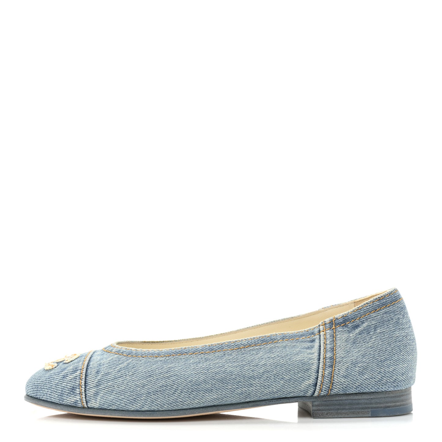 Denim CC Cap Toe Ballerina Flats 36.5 Light Blue