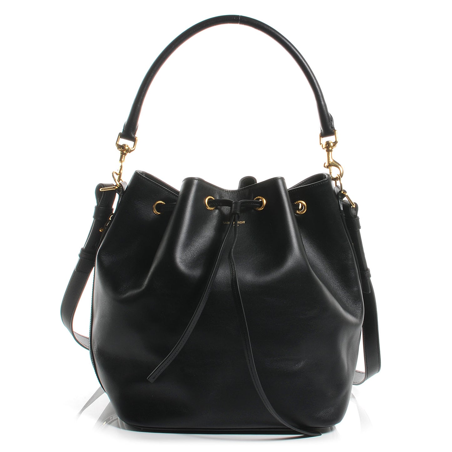 Leather Seau Bucket Bag Medium Black