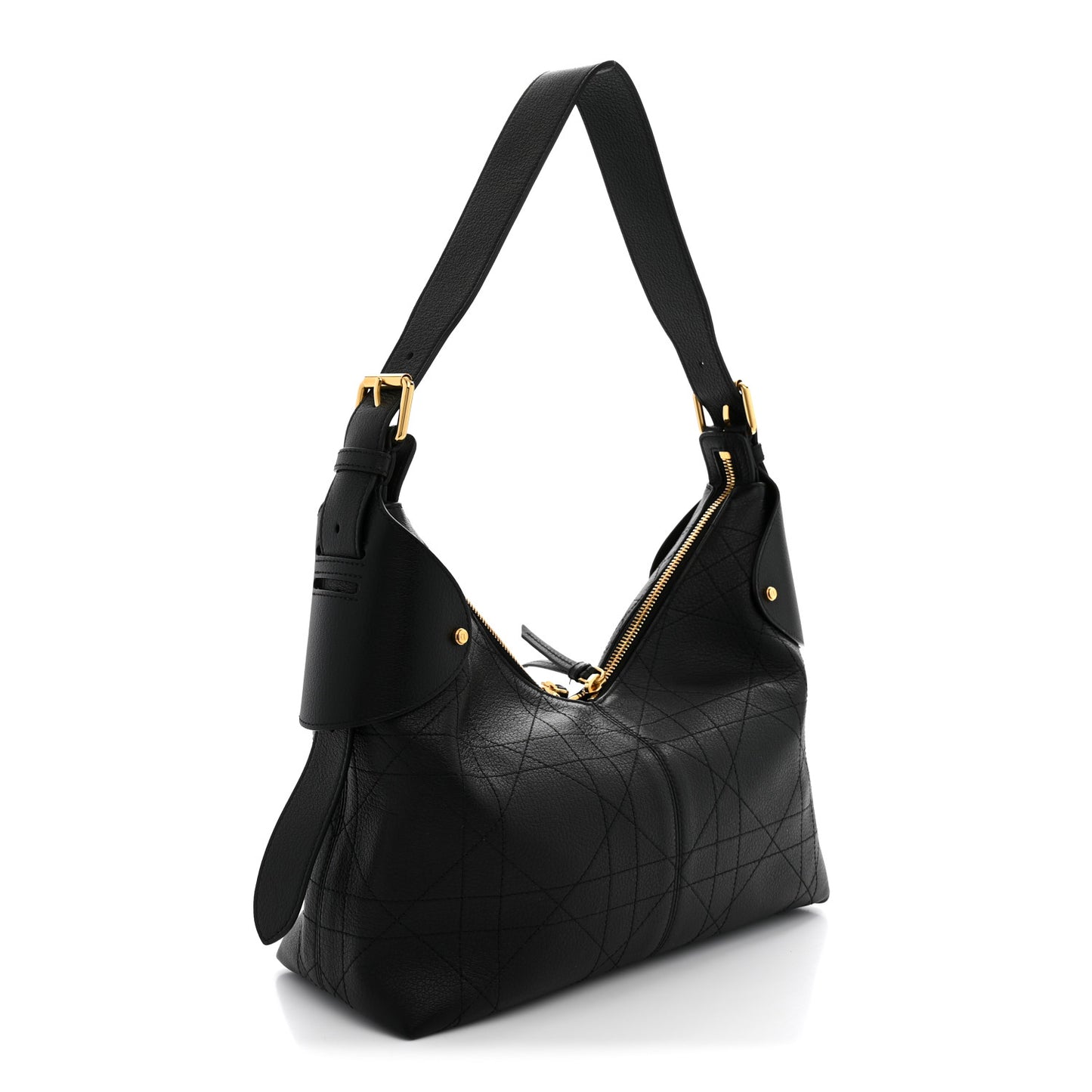 Grained Calfskin Flat Macrocannage Medium Voyage Bag Black