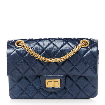 Chanel Iridescent Aged Calfskin Quilted 2.55 Reissue Mini Flap Navy 1 of 11