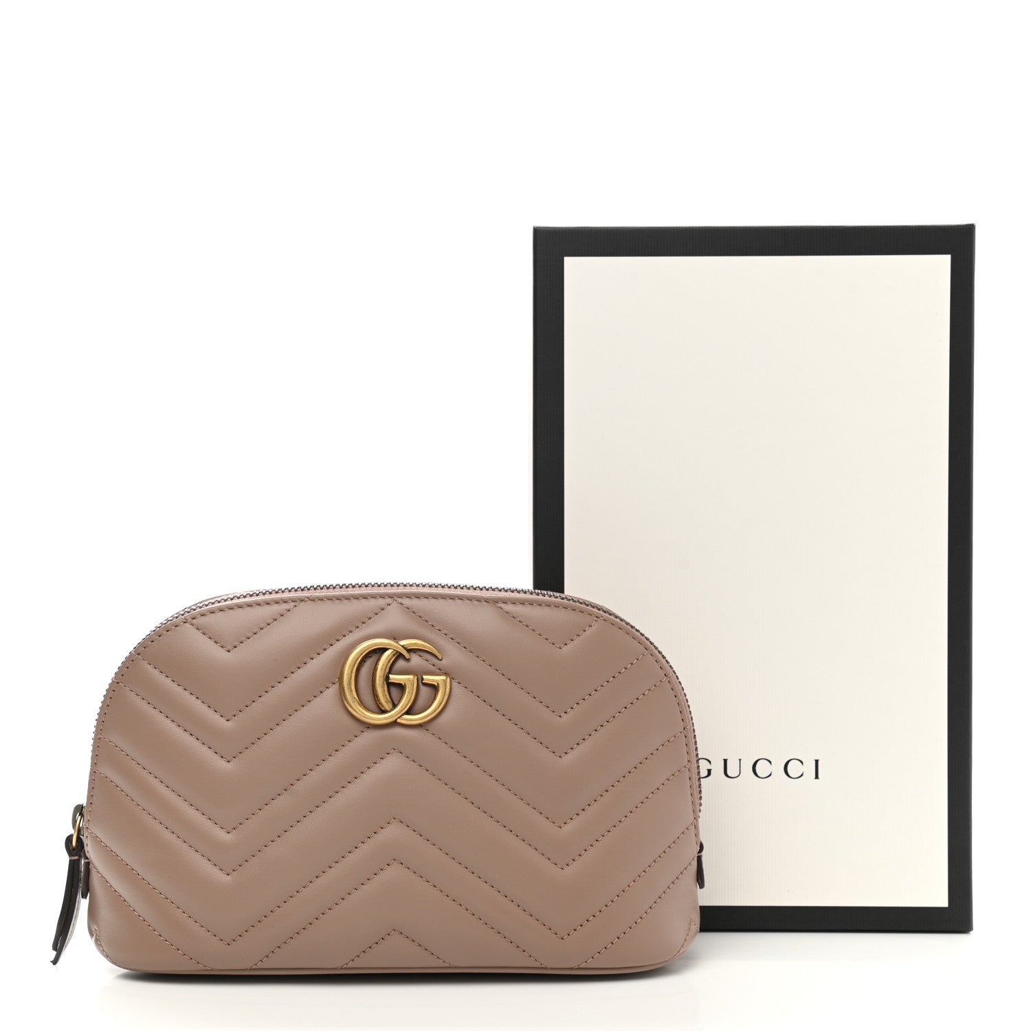 Gucci Calfskin Matelasse Large GG Marmont Pouch Cosmetic Case Porcelain Rose 8 of 8
