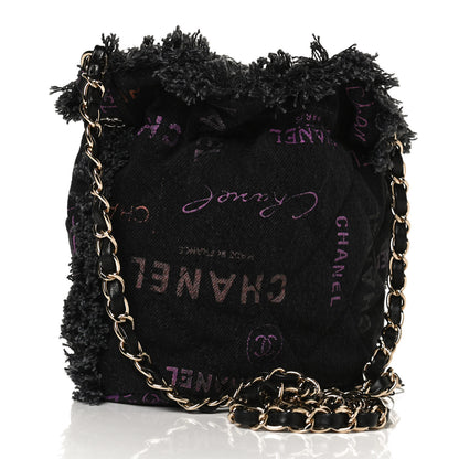Chanel Denim Quilted Mood Small Bucket With Chain Black Multicolor 2 of 9