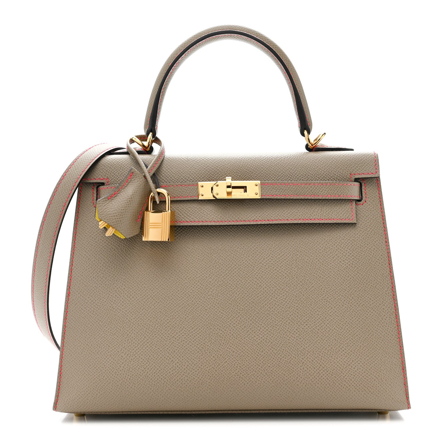 Hermes Epsom Horseshoe Kelly Sellier 25 Gris Asphalte Lime 1 of 11