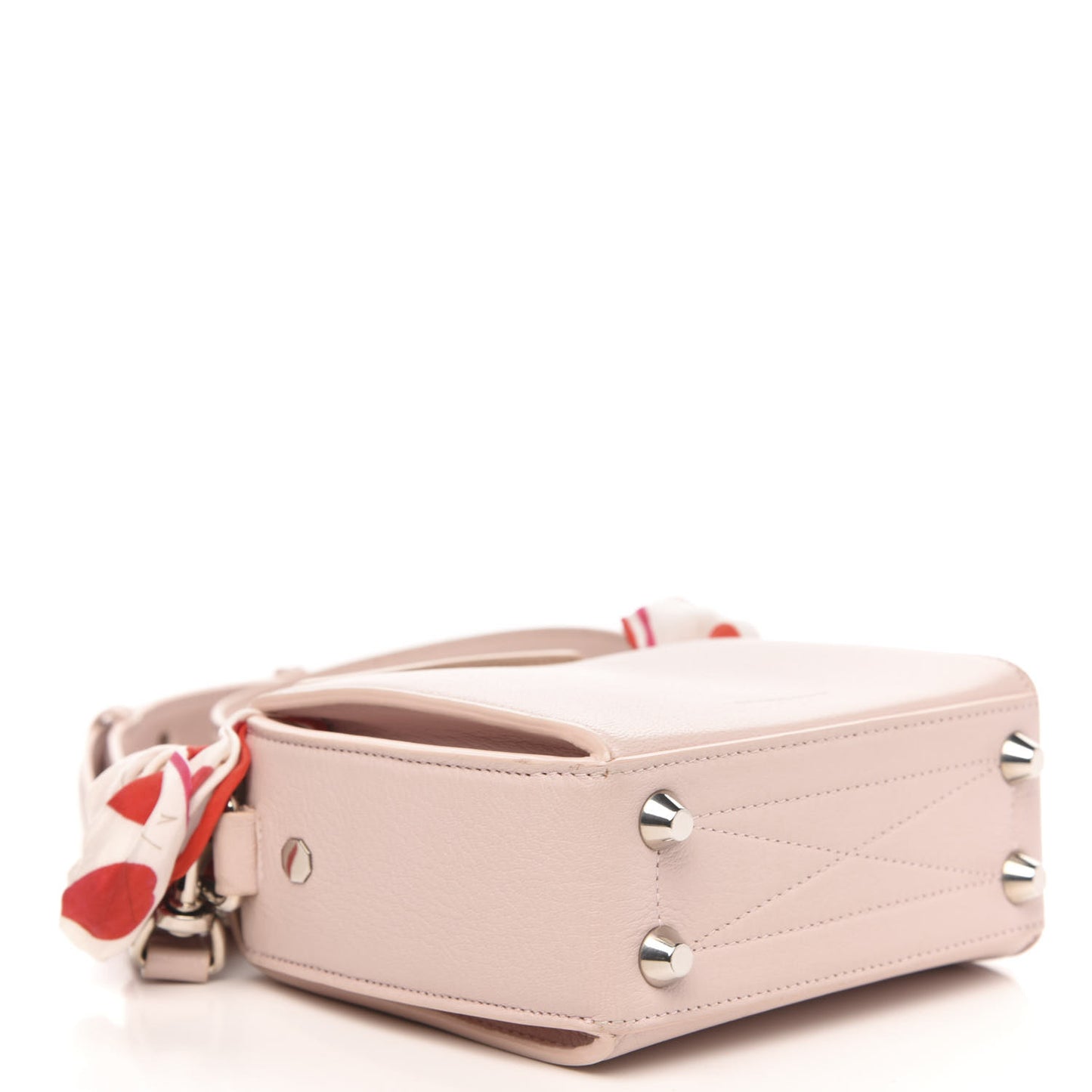 Calfskin Silk Scarf Box Shoulder Bag 16 Baby Pink Ivory