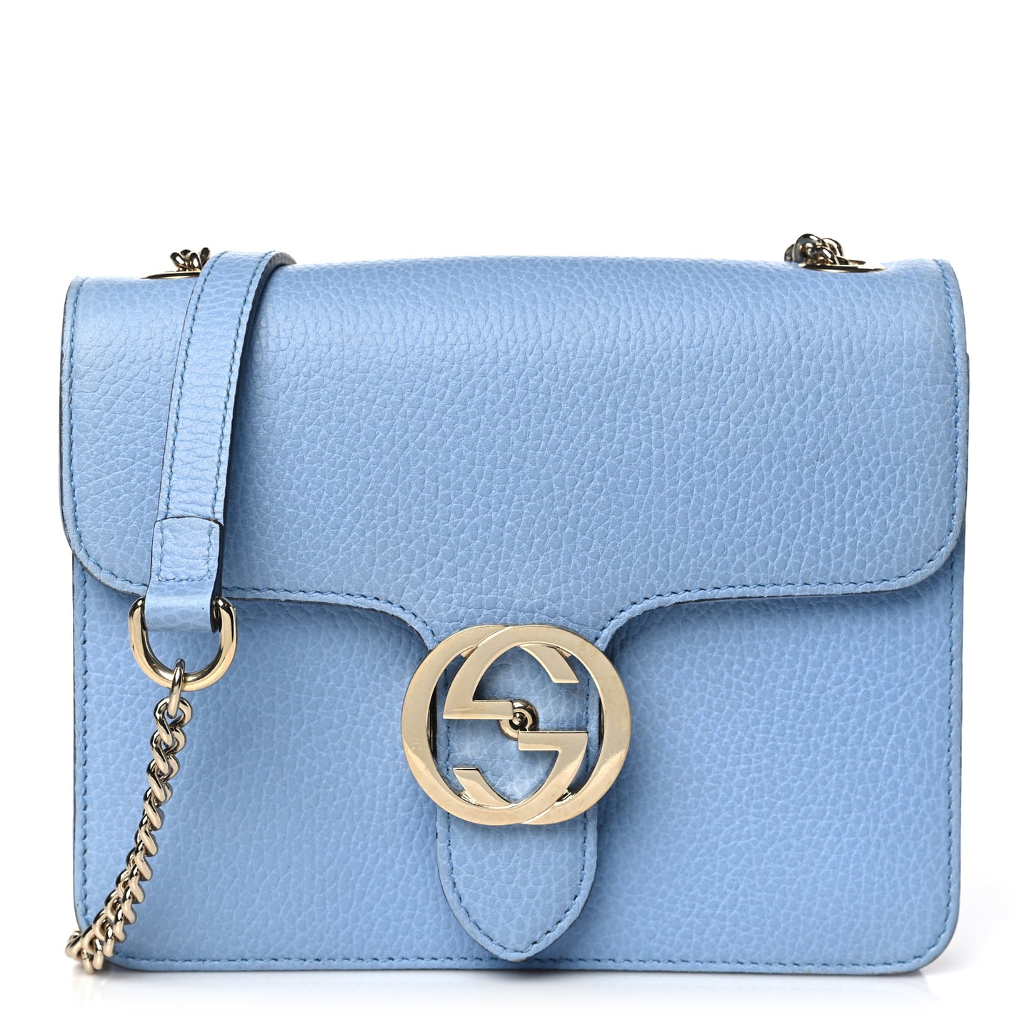 Dollar Calfskin Small Interlocking G Shoulder Bag Mineral Blue