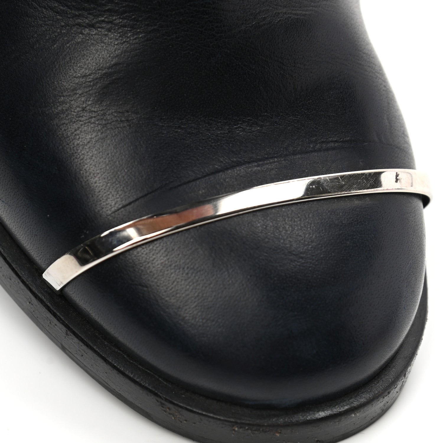 Chanel Calfskin CC Cap Toe Knee High Boots 37 Marine Fonce 11 of 11