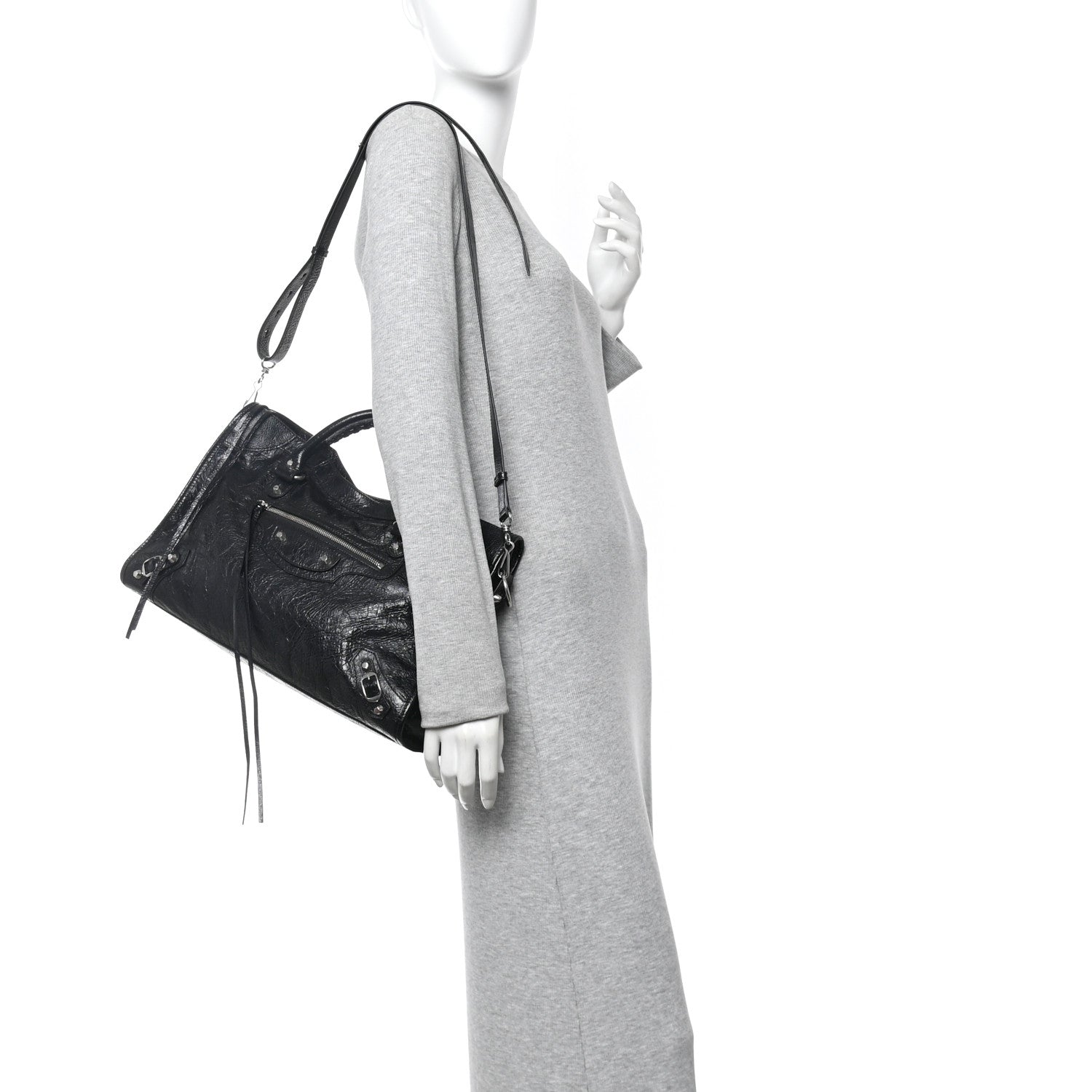 Balenciaga Agneau Arena Silver Hardware Medium Le City Black 2 of 10