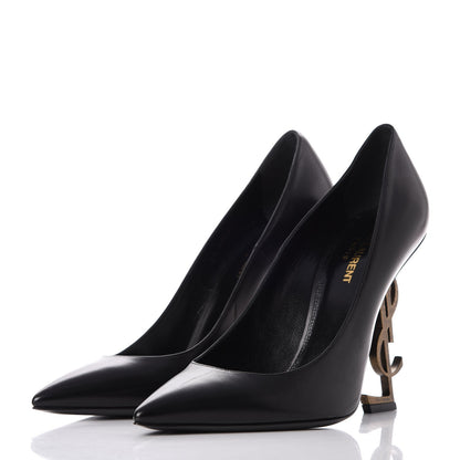 Saint Laurent Calfskin Opyum 100 Pumps 39 Black Gold 3 of 9