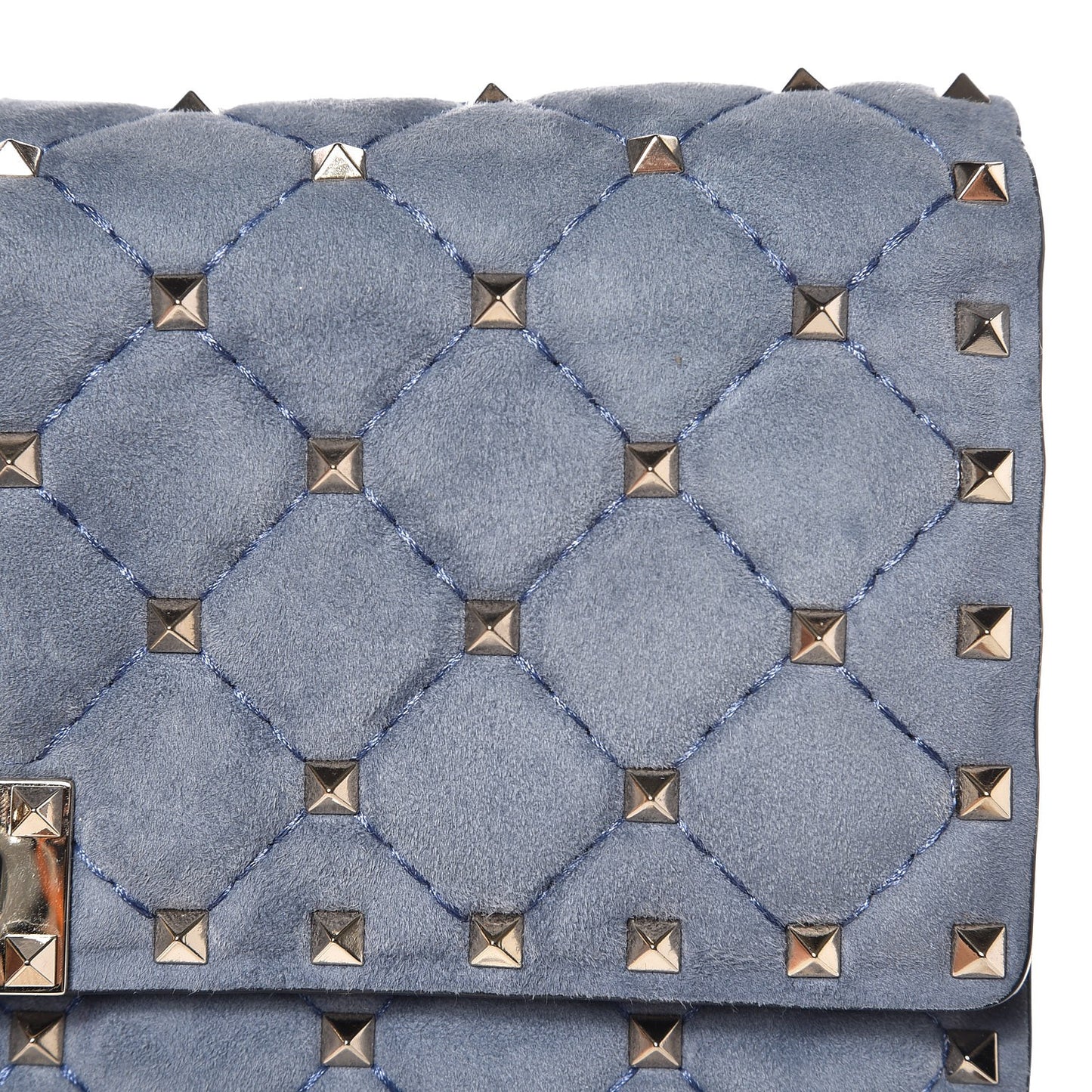 Suede Rockstud Spike Wallet on Chain Bright Blue