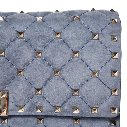 Valentino Garavani Suede Rockstud Spike Wallet on Chain Bright Blue 8 of 9