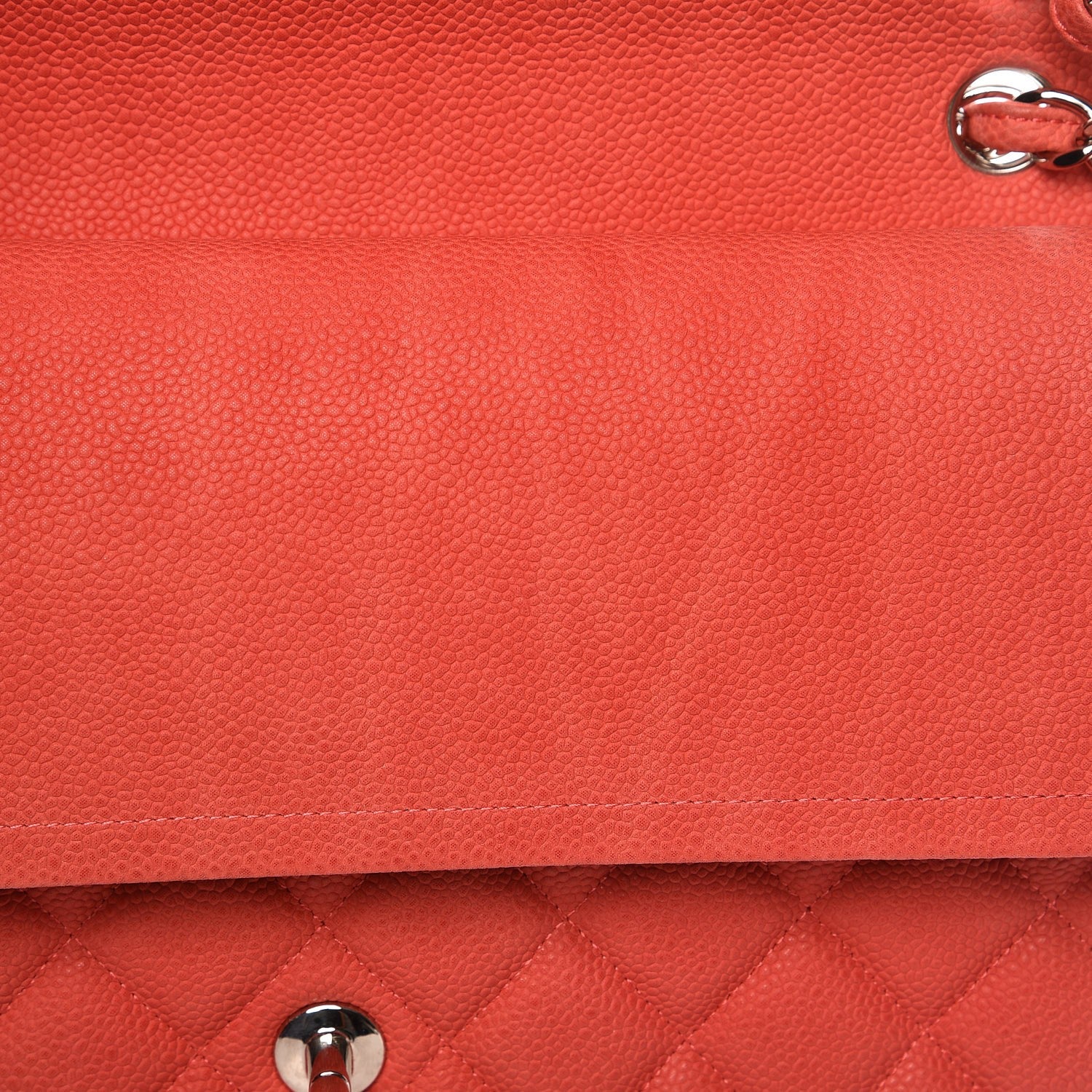 Chanel Iridescent Caviar Quilted Jumbo Double Flap Coral 12 of 15