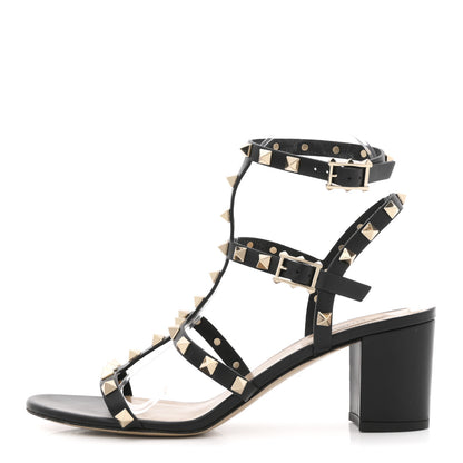 Valentino Garavani Calfskin Rockstud 60mm City Sandals 39 Black 1 of 14