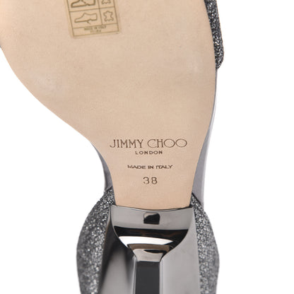Jimmy Choo Glitter Fabric Edina Sandals 38 Anthracite 6 of 7
