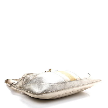 Gucci Metallic Calfskin Web Large Jackie O Bouvier Hobo Gold 3 of 18