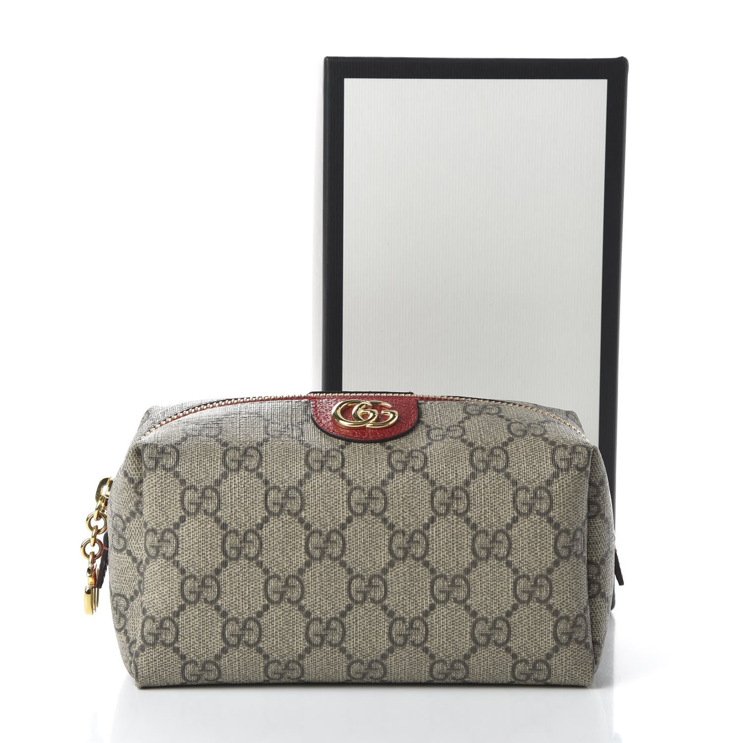 Gucci Soft GG Supreme Monogram Calfskin Medium Ophidia Cosmetic Case Beige Ebony Hibiscus Red 11 of 11