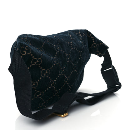 Gucci Velvet GG Monogram Web Belt Bag Blue Beige 3 of 11