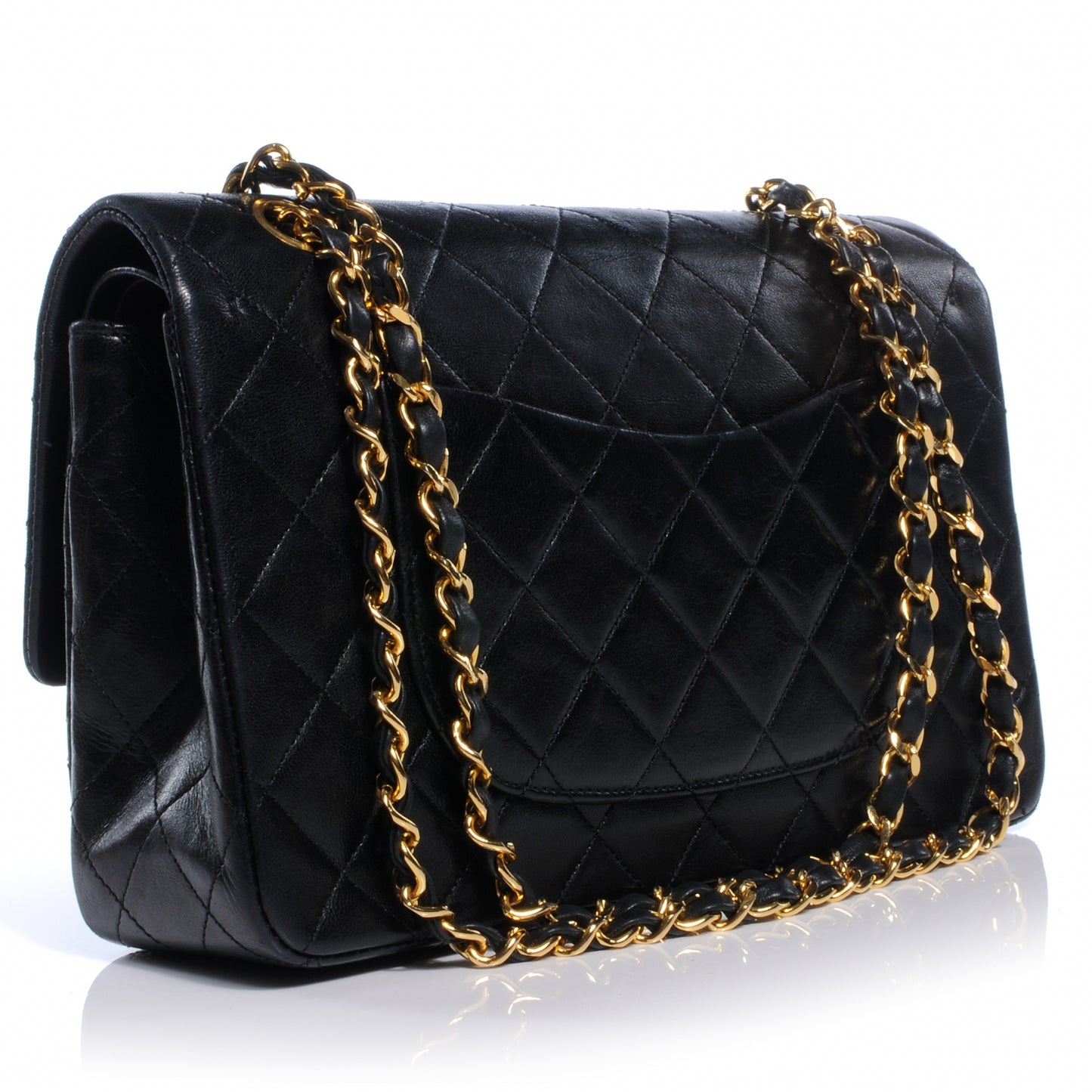 Lambskin Medium Double Flap Black