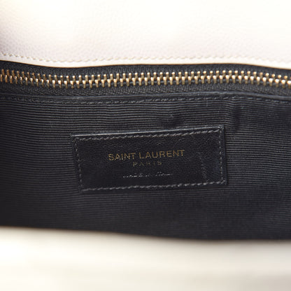 Saint Laurent Grain De Poudre Matelasse Chevron Monogram Shopping Bag White 6 of 20