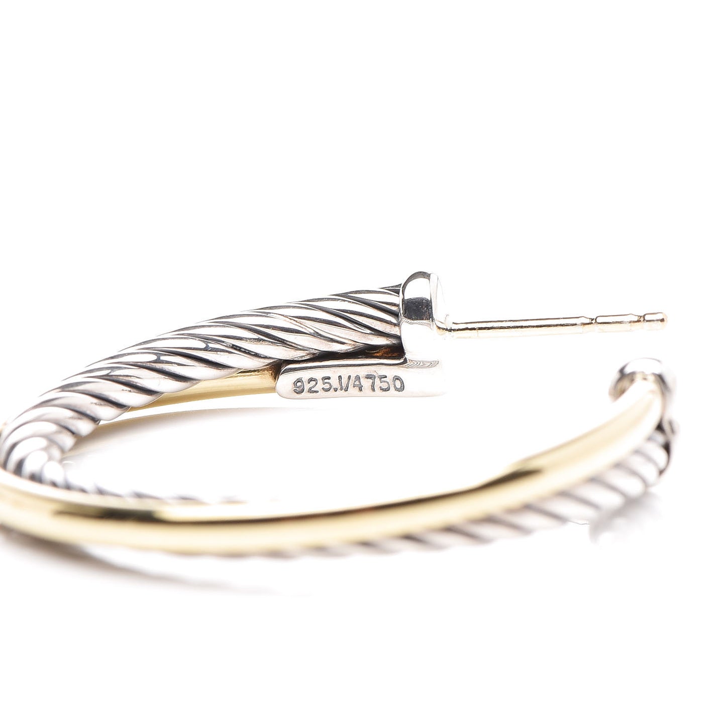Sterling Silver 18K Yellow Gold 31mm Crossover Cable Hoop Earrings