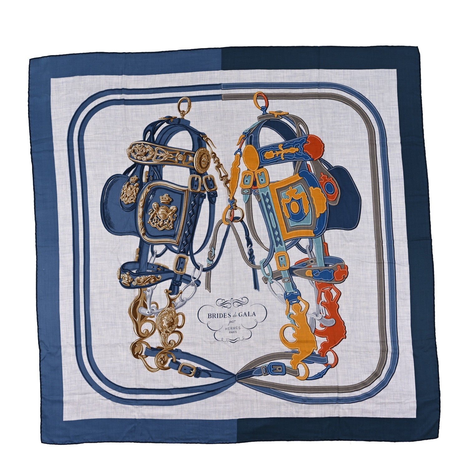 Hermes Silk Cashmere Brides De Gala Applique Pique Shawl 140 1 of 3