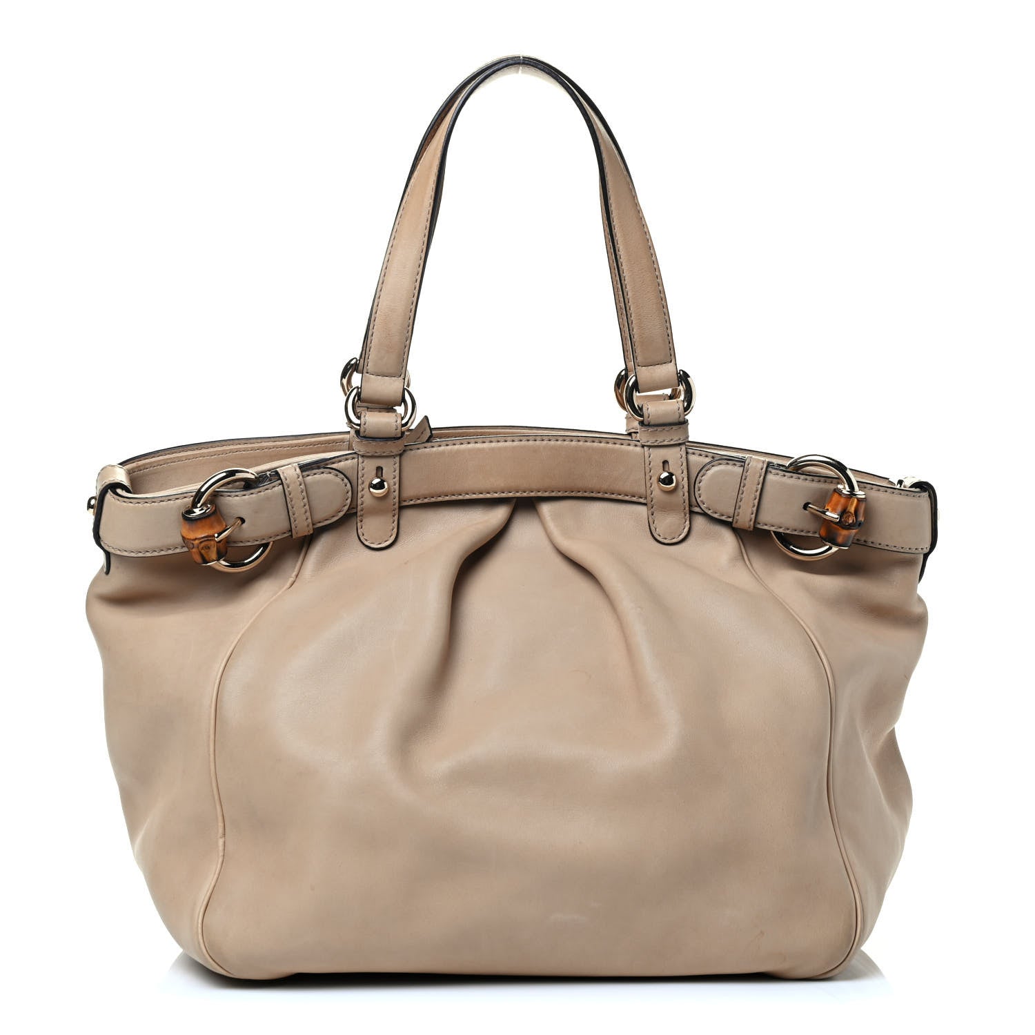 Gucci Calfskin Medium Bamboo Buckle Tote Beige 1 of 4